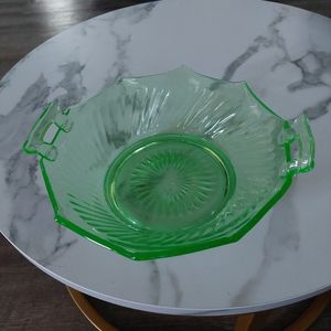 Vintage Imperial Glass Uranium/Vaseline Green Twisted Optic 10"